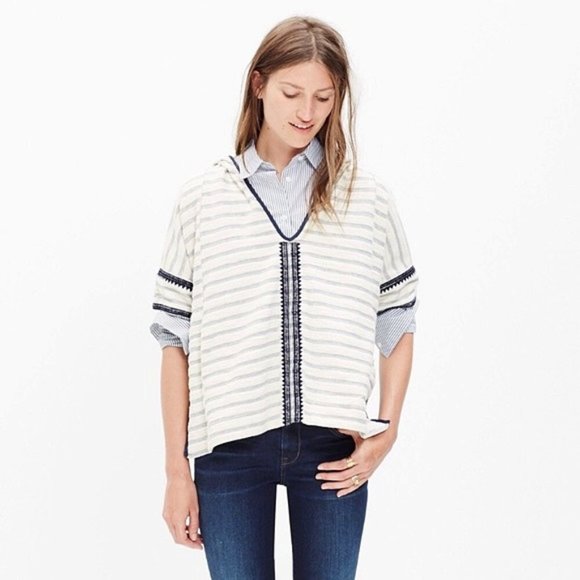 Madewell Tops - Madewell Elise Embroidered Short Sleeve Hoodie
